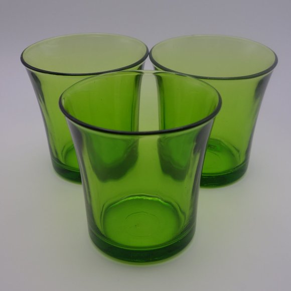 Set of Three(3) Green Glass Cups - Picture 1 of 9